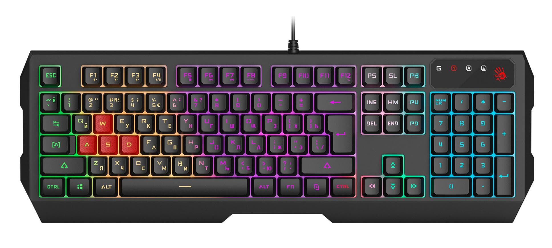 Клавиатура A4Tech Bloody USB Multimedia for gamer LED (B140N)