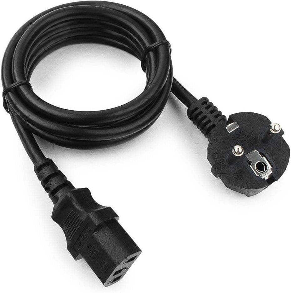 Кабель питания Cablexpert PC-186A-VDE, 1.8м, Schuko- C13, VDE, 10А, черный, угловой разъем, с заземлением, пакет