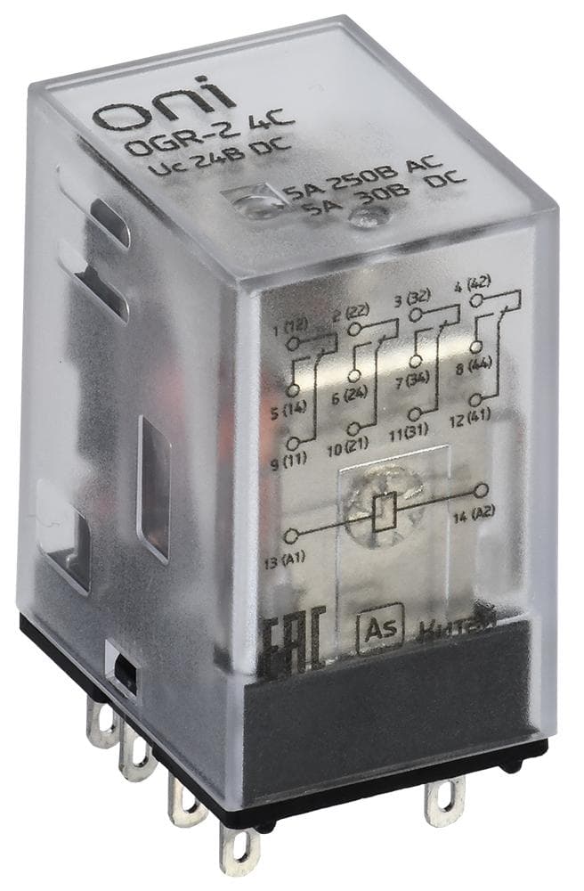Реле промежуточное IEK Oni OGR-2 24В (OGR-2-4C-DC24V)