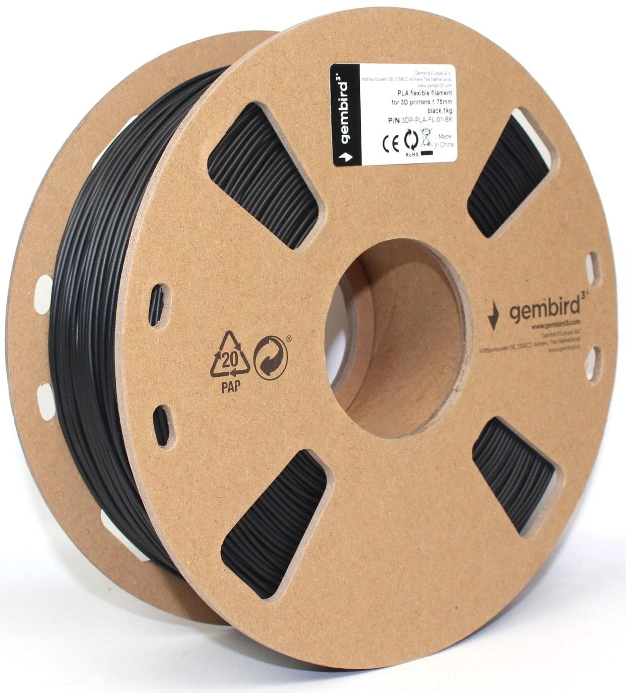 Пластик для 3D-принтера Gembird PLA 3DP-PLA-FL-01-BK Black