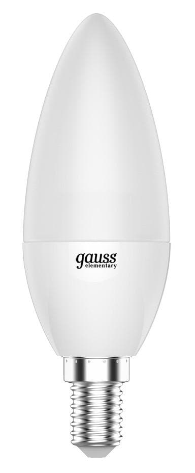 Светодиодная лампа Gauss Elementary Свеча 6W 470lm 6500K Е14 LED 10шт (33136)
