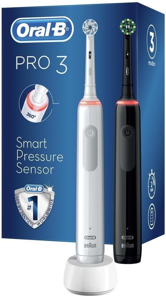 Электрическая зубная щетка Oral-B Pro 3 3900 with 2 hand piece Black/White (D505.523.3H)