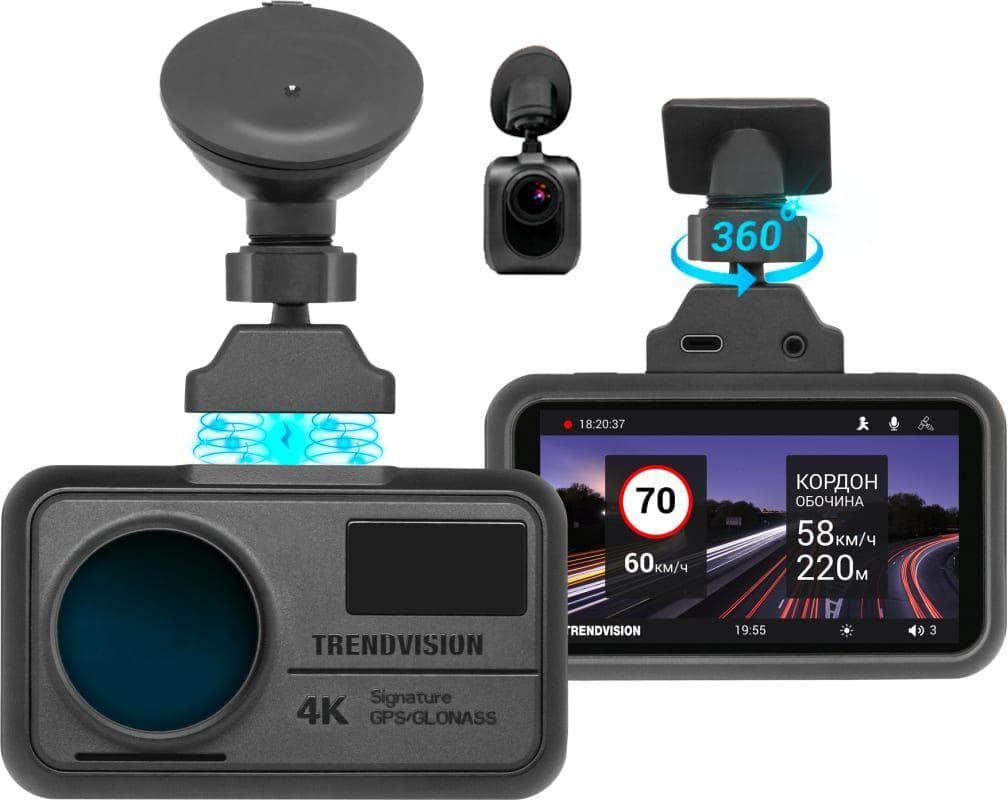 Автомобильный видеорегистратор TrendVision TDR-725 Real 4K черный